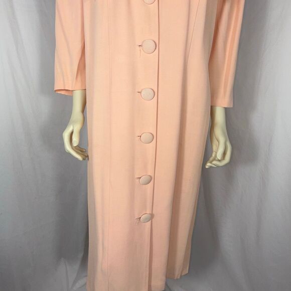 Vintage S.L. Fashions Peach Maxi Dress Size 20 – Statement Collar Lace Trim Full - Picture 6 of 16